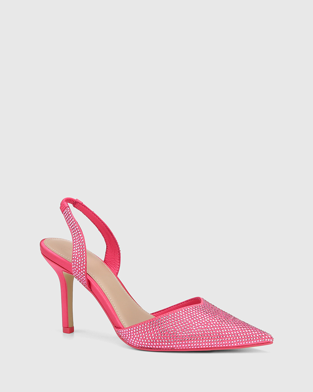 Quannah Hot Pink Recycled Satin Stiletto Heel