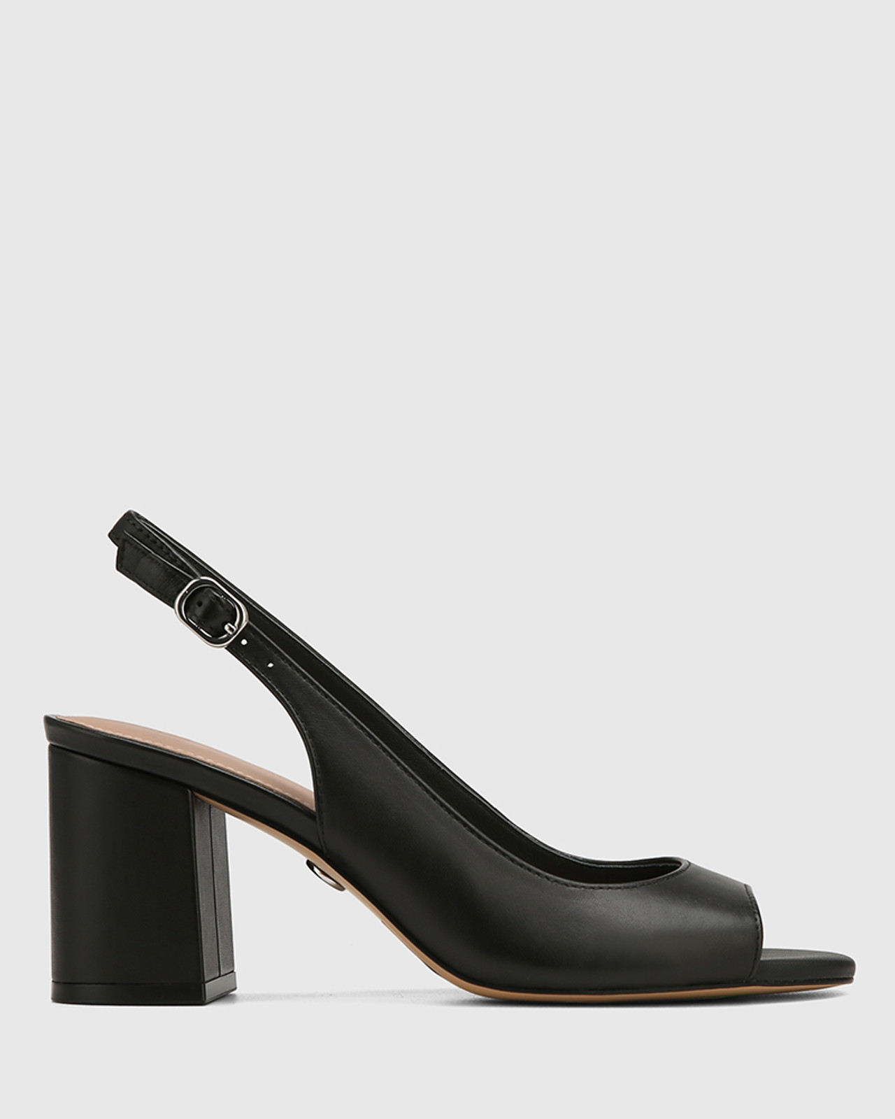 Olivya Black Leather Block Heel Sandal
