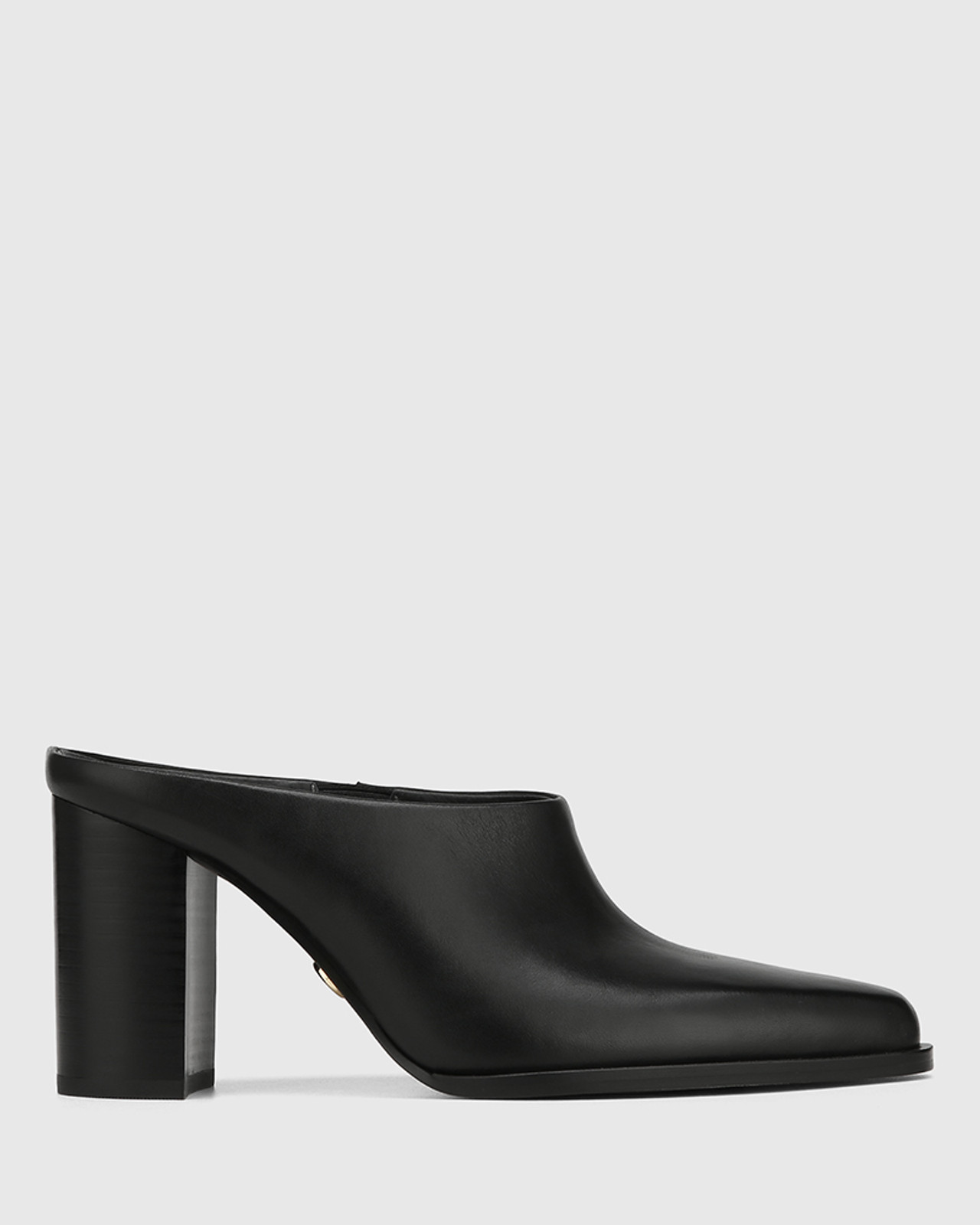 Hau Black Leather Block Heel Mule
