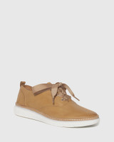 Easy Tan Leather Lace Up Sneaker. 