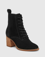 Keller Black Suede Lace Up Ankle Boot 