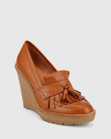 Tanya Coconut Leather Round Toe Wedge. 