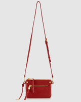 Benjamine Red Leather Magnetic Detachable Cross Body Bag