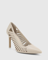 Heily Fog Grey Leather Pointed Toe Stiletto Heel. 