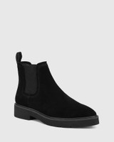 Comika Black Suede Leather Rubber Sole Ankle Boot 