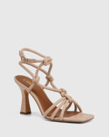 Roxanne New Flesh Leather Flared Heel Strappy Sandal 