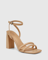 Rema Sand Leather Block Heel Sandal 