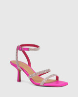 Chill Siren Pink Leather Diamante Straps Sandal 