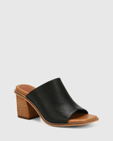 Cremorne Black Leather Block Heel Sandal 