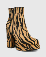 Yasabel Biscuit Zebra Print Hair On Leather Platform Ankle Boot 
