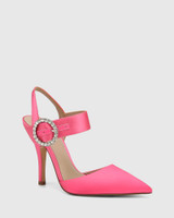 Vite Hot Pink Recycled Satin Stiletto Heel Sandal 