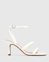 Cadence White Patent Leather Stiletto Heel Sandal 