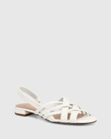 Briley White Woven Leather Sandal 