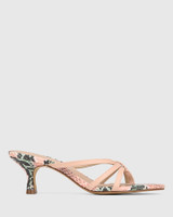 Katalina Buff Print Leather Kitten Heel Sandal 