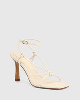 Ranita Vintage Ivory Leather Stiletto Heel Sandal 