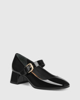 Iris Black Patent Leather Block Heel Mary Jane 