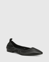 Alodie Black Leather Flat 