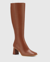 Kalona Russet Leather Block Heel Long Boot 