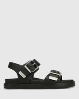 Bernadette Black Leather Flatform Sandal 