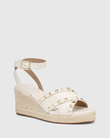 Narelle Optic White Leather Espadrille Wedge Sandal 