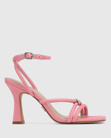 Ria Rosewater Leather Flared Heel Sandal 
