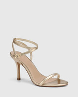 Roseta Champagne Metallic Leather Stiletto Heel Sandal 