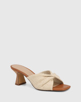 Milana Natural Textile Flared Heel Sandal 