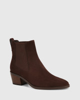 Jocelyn Hickory Suede Leather Block Heel Ankle Boot 