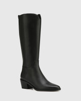 Joss Black Leather Long Boot 