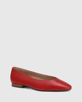 Angela Red Leather Flat 