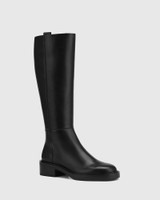 Gretta Black Leather Long Boot 