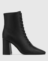 Hazel Black Leather Ankle Boot 