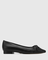 Maya Black Leather Flat 