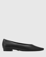 Carmel Black Leather Flat 
