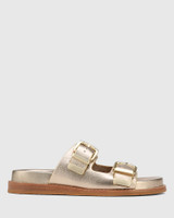 Arcadia Champagne Metallic Leather Sandal 