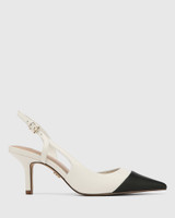 Lane White Leather Slingback 
