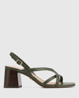 Lauri Olive Green Leather Strappy Heel 