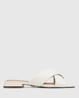 Elsa White Leather Slide 