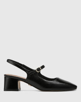 Lora Black Leather Slingback 