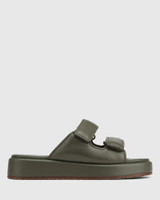 Codi Olive Green Leather Flatform 