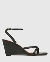 Nyla Black Leather Wedge 