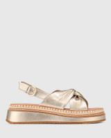 Destiny Champagne Metallic Leather Flatform 