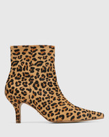 Tadita Sand Leopard Print Hair On Leather Ankle Boot 