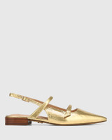 Maddy Gold Metallic Crease Leather Slingback 