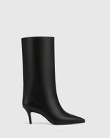 Lozana Black Leather Mid-Calf Boot 