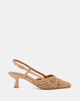 Net Tan Leather Weave Slingback 