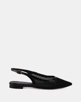 Mania Black Patent Leather Flat Slingback 