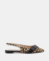 Letha Leopard Print Leather Flat Slingback 