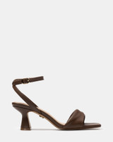 Martina Tawny Brown Leather Flared Heel 