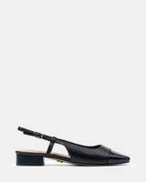 Dame Black Leather Slingback 